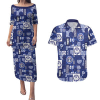 Northern Mariana Islands Magof Nochebuena Couples Matching Puletasi and Hawaiian Shirt Pacific Patchwork Xmas Vibes - Polynesian Pride