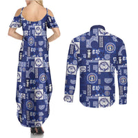 Northern Mariana Islands Magof Nochebuena Couples Matching Summer Maxi Dress and Long Sleeve Button Shirt Pacific Patchwork Xmas Vibes LT9 - Polynesian Pride