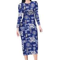 Northern Mariana Islands Magof Nochebuena Family Matching Long Sleeve Bodycon Dress and Hawaiian Shirt Pacific Patchwork Xmas Vibes - Polynesian Pride