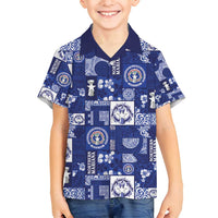 Northern Mariana Islands Magof Nochebuena Family Matching Long Sleeve Bodycon Dress and Hawaiian Shirt Pacific Patchwork Xmas Vibes LT9 Son's Shirt Blue - Polynesian Pride