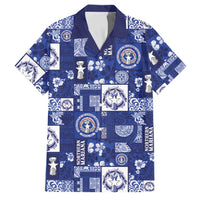 Northern Mariana Islands Magof Nochebuena Family Matching Mermaid Dress and Hawaiian Shirt Pacific Patchwork Xmas Vibes LT9 Dad's Shirt - Short Sleeve Blue - Polynesian Pride