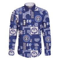 Northern Mariana Islands Magof Nochebuena Family Matching Off The Shoulder Long Sleeve Dress and Hawaiian Shirt Pacific Patchwork Xmas Vibes - Polynesian Pride