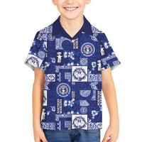 Northern Mariana Islands Magof Nochebuena Family Matching Short Sleeve Bodycon Dress and Hawaiian Shirt Pacific Patchwork Xmas Vibes LT9 Son's Shirt Blue - Polynesian Pride