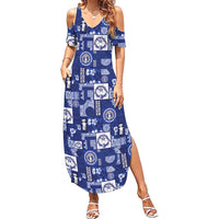 Northern Mariana Islands Magof Nochebuena Family Matching Summer Maxi Dress and Hawaiian Shirt Pacific Patchwork Xmas Vibes LT9 Mom's Dress Blue - Polynesian Pride
