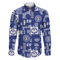 Northern Mariana Islands Magof Nochebuena Family Matching Tank Maxi Dress and Hawaiian Shirt Pacific Patchwork Xmas Vibes LT9 Dad's Shirt - Long Sleeve Blue - Polynesian Pride