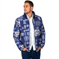 Northern Mariana Islands Magof Nochebuena Padded Jacket Pacific Patchwork Xmas Vibes - Polynesian Pride