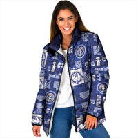Northern Mariana Islands Magof Nochebuena Padded Jacket Pacific Patchwork Xmas Vibes - Polynesian Pride