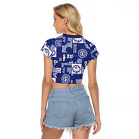 Northern Mariana Islands Magof Nochebuena Raglan Cropped T Shirt Pacific Patchwork Xmas Vibes - Polynesian Pride