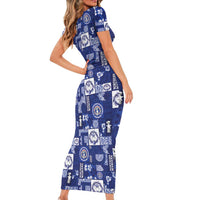 Northern Mariana Islands Magof Nochebuena Short Sleeve Bodycon Dress Pacific Patchwork Xmas Vibes - Polynesian Pride
