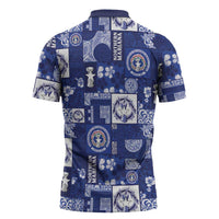 Northern Mariana Islands Magof Nochebuena Zipper Polo Shirt Pacific Patchwork Xmas Vibes - Polynesian Pride