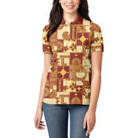 Rotuma Faiakse'ea 'e Kirisimasi Women Polo Shirt Pacific Patchwork Xmas Vibes - Polynesian Pride