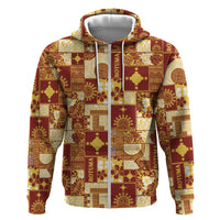 Rotuma Faiakse'ea 'e Kirisimasi Zip Hoodie Pacific Patchwork Xmas Vibes - Polynesian Pride