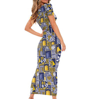 Tokelau Manuia te Kilihimahi Family Matching Short Sleeve Bodycon Dress and Hawaiian Shirt Pacific Patchwork Xmas Vibes LT9 - Polynesian Pride