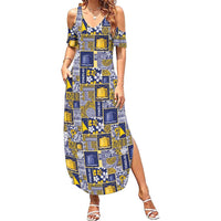 Tokelau Manuia te Kilihimahi Family Matching Summer Maxi Dress and Hawaiian Shirt Pacific Patchwork Xmas Vibes LT9 Mom's Dress Blue - Polynesian Pride