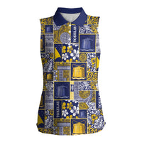 Tokelau Manuia te Kilihimahi Women Sleeveless Polo Shirt Pacific Patchwork Xmas Vibes - Polynesian Pride