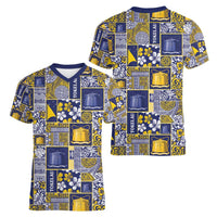 Tokelau Manuia te Kilihimahi Women V-Neck T-Shirt Pacific Patchwork Xmas Vibes - Polynesian Pride