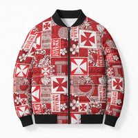 Wallis Et Futuna Kilisimasi Fiefia Bomber Puffer Jacket Pacific Patchwork Xmas Vibes - Polynesian Pride