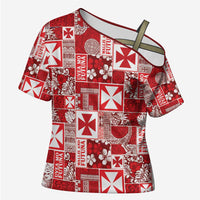 Wallis Et Futuna Kilisimasi Fiefia Cross Shoulder Shirt Pacific Patchwork Xmas Vibes - Polynesian Pride