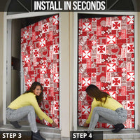 Wallis Et Futuna Kilisimasi Fiefia Door Cover Pacific Patchwork Xmas Vibes - Polynesian Pride