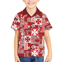 Wallis Et Futuna Kilisimasi Fiefia Family Matching Mermaid Dress and Hawaiian Shirt Pacific Patchwork Xmas Vibes LT9 Son's Shirt Red - Polynesian Pride