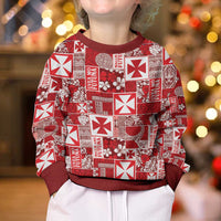 Wallis Et Futuna Kilisimasi Fiefia Kid Ugly Christmas Sweater Pacific Patchwork Xmas Vibes - Polynesian Pride