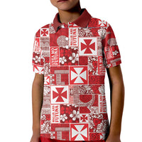 Wallis Et Futuna Kilisimasi Fiefia Kid Polo Shirt Pacific Patchwork Xmas Vibes - Polynesian Pride
