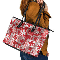 Wallis Et Futuna Kilisimasi Fiefia Leather Tote Bag Pacific Patchwork Xmas Vibes - Polynesian Pride