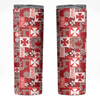 Wallis Et Futuna Kilisimasi Fiefia Skinny Tumbler Pacific Patchwork Xmas Vibes - Polynesian Pride