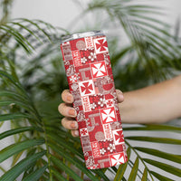 Wallis Et Futuna Kilisimasi Fiefia Skinny Tumbler Pacific Patchwork Xmas Vibes - Polynesian Pride