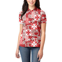 Wallis Et Futuna Kilisimasi Fiefia Women Polo Shirt Pacific Patchwork Xmas Vibes - Polynesian Pride