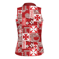 Wallis Et Futuna Kilisimasi Fiefia Women Sleeveless Polo Shirt Pacific Patchwork Xmas Vibes - Polynesian Pride