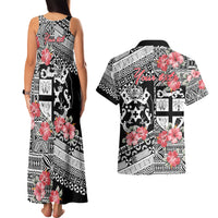 Fiji Tonga Coat of Arm Personalised Couples Matching Tank Maxi Dress and Hawaiian Shirt With Masi Tapa and Tongan Ngatu Together LT9 - Polynesian Pride