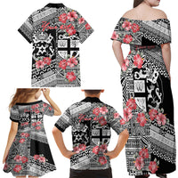Fiji Tonga Coat of Arm Personalised Family Matching Off Shoulder Maxi Dress and Hawaiian Shirt With Masi Tapa and Tongan Ngatu Together LT9 - Polynesian Pride