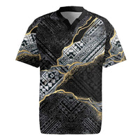 Polynesian Tribal Tattoo Rugby Jersey Dark Marble Pattern