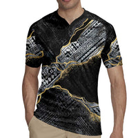 Polynesian Tribal Tattoo Rugby Jersey Dark Marble Pattern