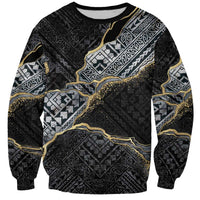 Polynesian Tribal Tattoo Sweatshirt Dark Marble Pattern