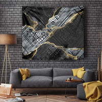 Polynesian Tribal Tattoo Tapestry Dark Marble Pattern