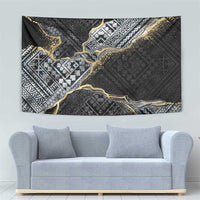 Polynesian Tribal Tattoo Tapestry Dark Marble Pattern