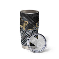 Polynesian Tribal Tattoo Tumbler Cup Dark Marble Pattern