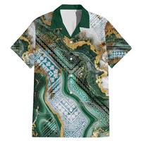 Polynesian Tribal Tattoo Family Matching Mermaid Dress and Hawaiian Shirt Green Marble Pattern