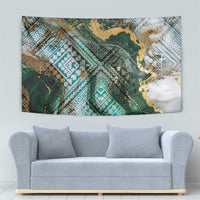 Polynesian Tribal Tattoo Tapestry Green Marble Pattern