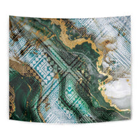 Polynesian Tribal Tattoo Tapestry Green Marble Pattern