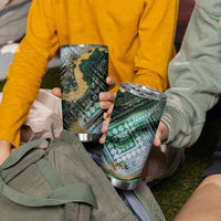 Polynesian Tribal Tattoo Tumbler Cup Green Marble Pattern