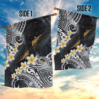 Polynesian Tribal Tattoo Garden Flag Plumeria Black Gold Marble Pattern