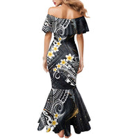 Polynesian Tribal Tattoo Mermaid Dress Plumeria Black Gold Marble Pattern LT9 - Polynesian Pride