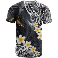 Polynesian Tribal Tattoo T Shirt Plumeria Black Gold Marble Pattern