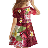 Polynesian Tribal Tattoo Family Matching Long Sleeve Bodycon Dress and Hawaiian Shirt Plumeria Blood Red and Gold Marble Pattern