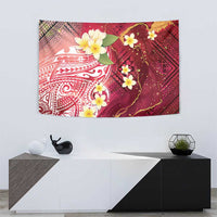 Polynesian Tribal Tattoo Tapestry Plumeria Blood Red and Gold Marble Pattern