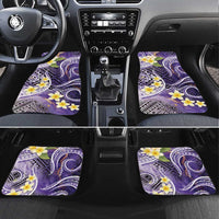 Polynesian Tribal Tattoo Car Mats Plumeria Purple Marble Pattern
