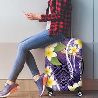 Polynesian Tribal Tattoo Luggage Cover Plumeria Purple Marble Pattern LT9 - Polynesian Pride